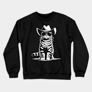 Cat Cowboy Cowgirl Country Western Funny Cat Crewneck Sweatshirt